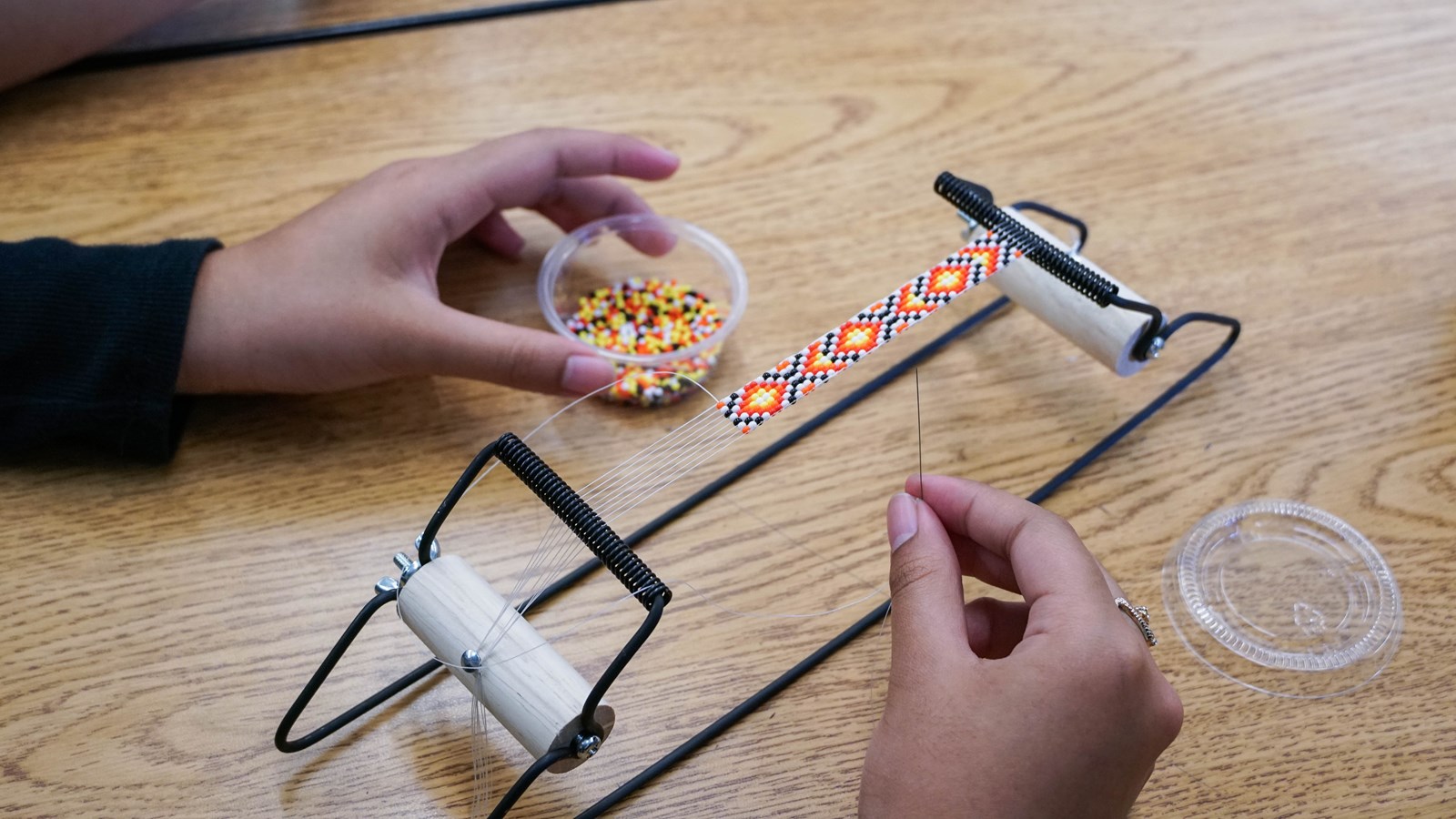 Math and science teacher Jenna Forslund has been teaching students proportional reasoning, algebra and coding to design bracelets while they also learn Indigenous perspectives and beadwork techniques.